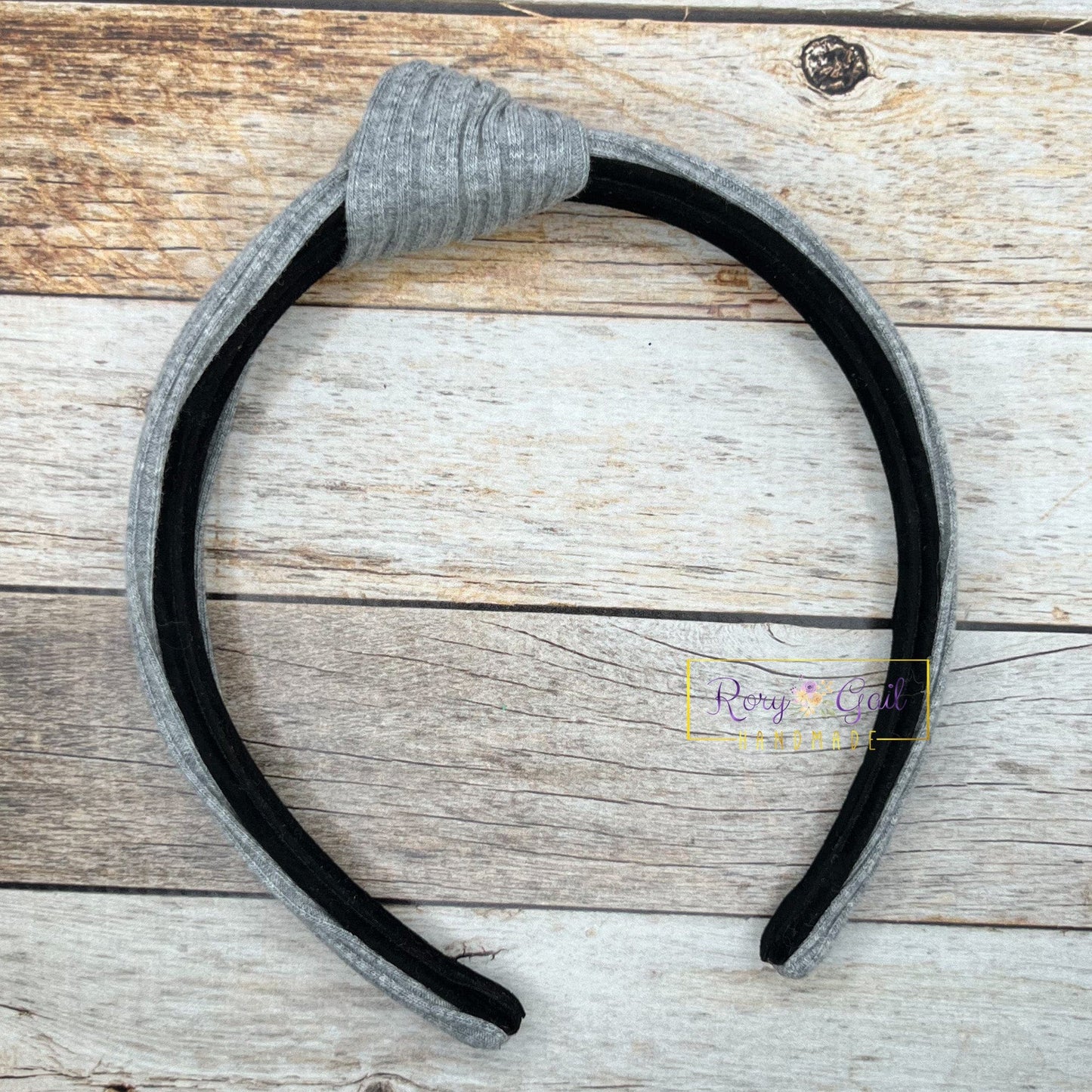 Rory Gail Handmade Headband Grey Knit Top Knot Headband