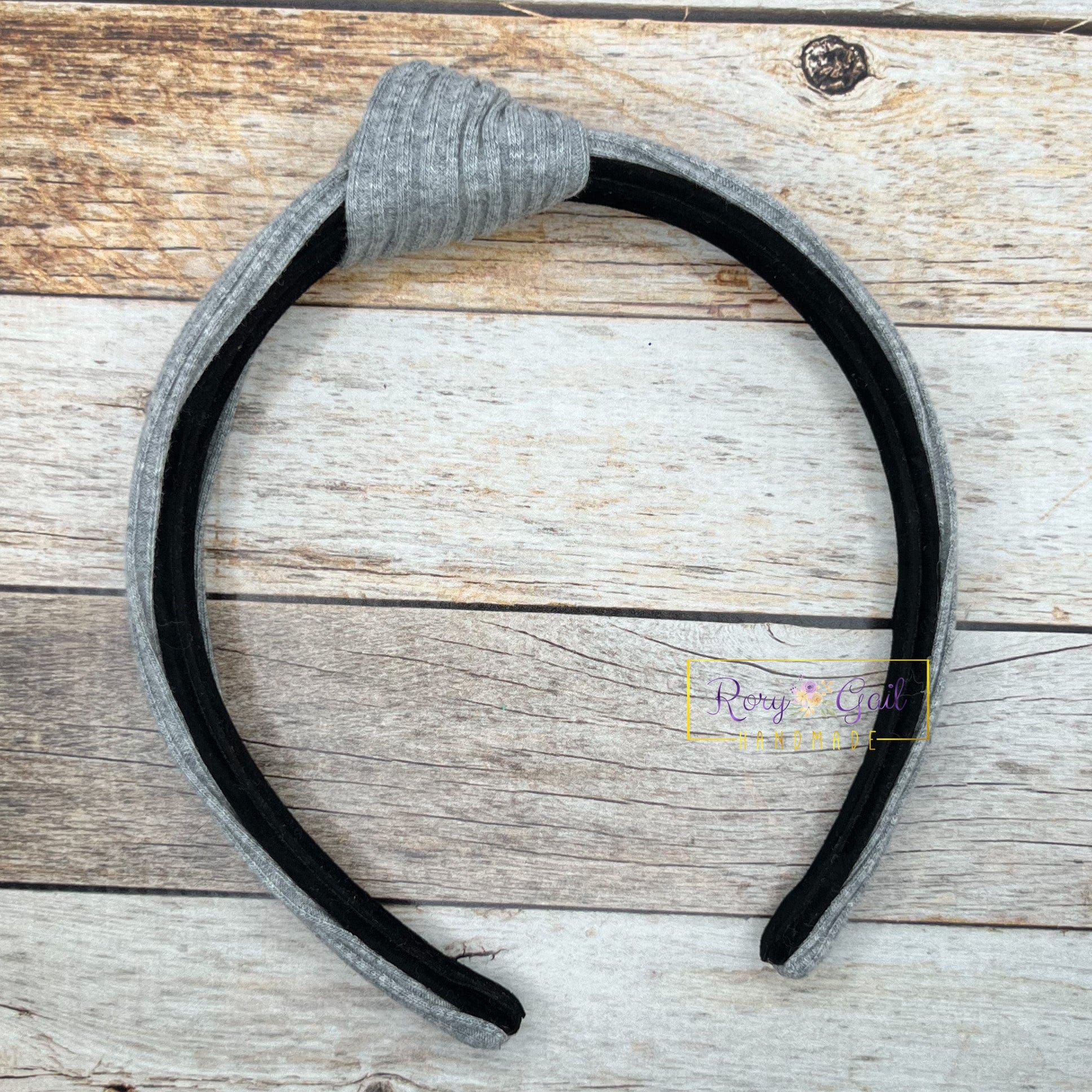 Rory Gail Handmade Headband Grey Knit Top Knot Headband
