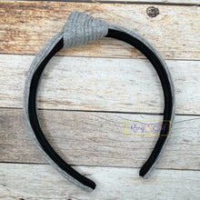 Load image into Gallery viewer, Rory Gail Handmade Headband Grey Knit Top Knot Headband
