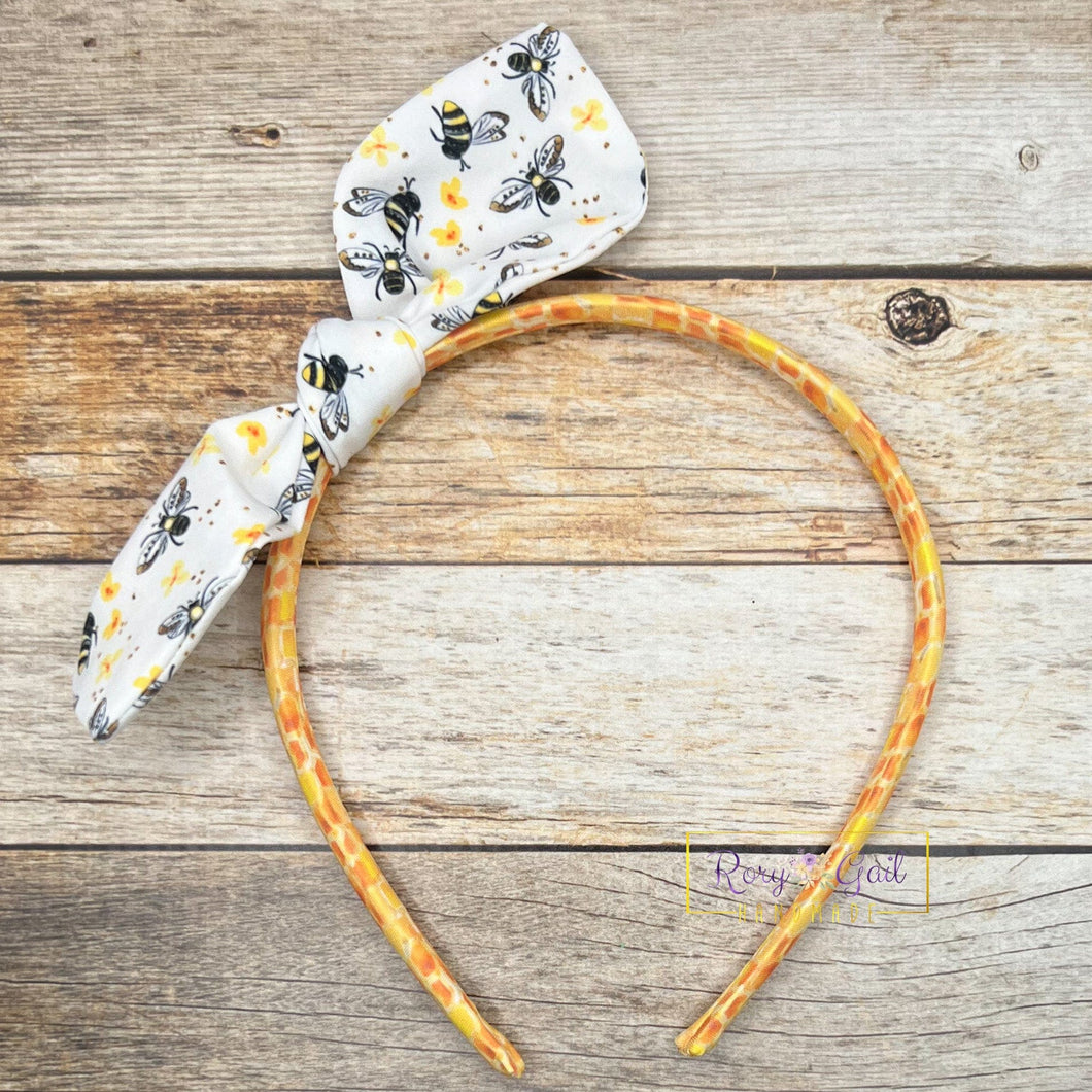 Rory Gail Handmade Headband Honey Bee Knotted Bow Headband