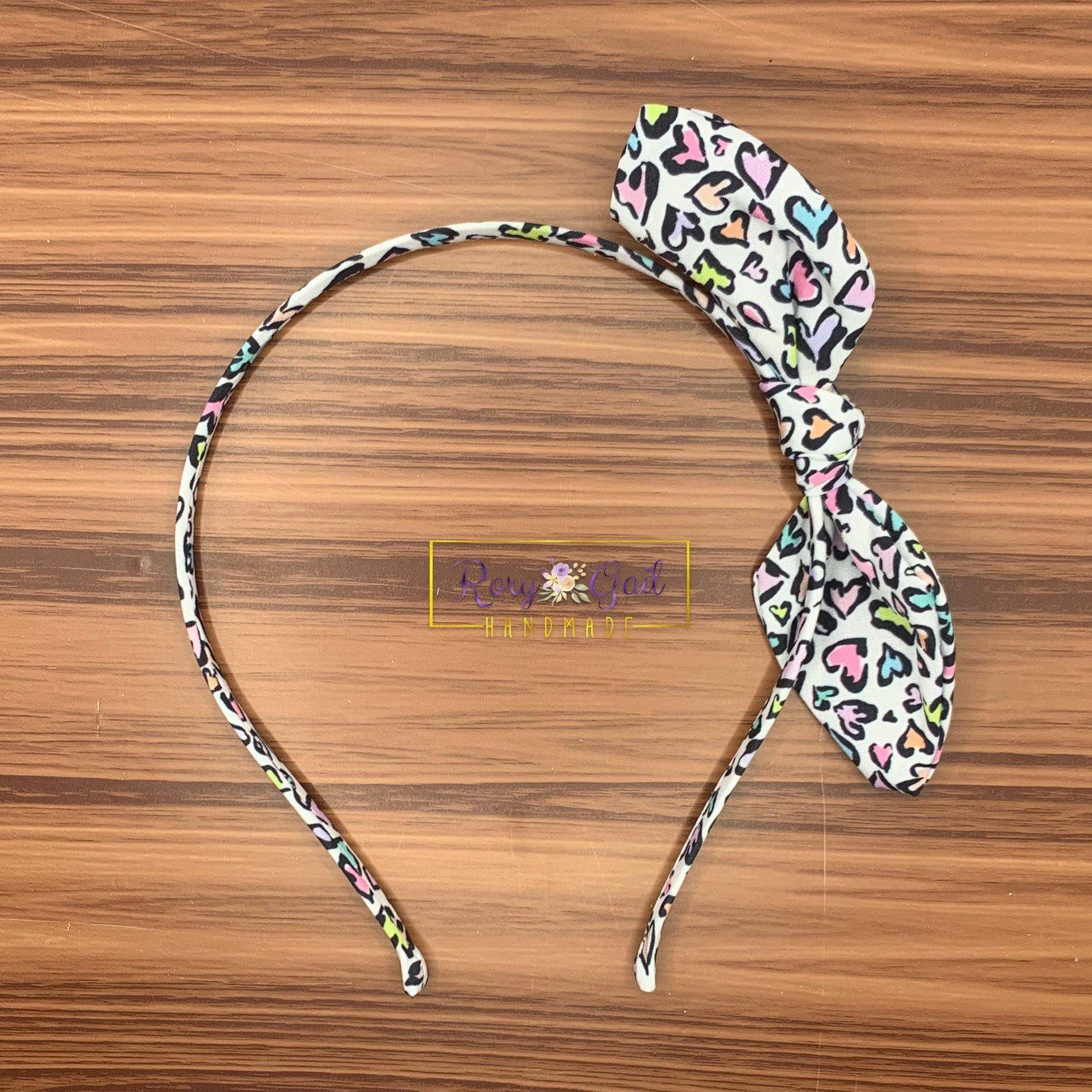 Rory Gail Handmade Headband Pastel Leopard Hearts Knotted Bow Headbands