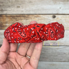 Load image into Gallery viewer, Rory Gail Handmade Headband Red Bandanna Top Knot Headband
