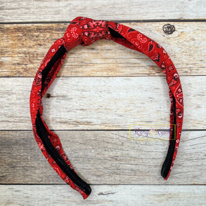 Rory Gail Handmade Headband Red Bandanna Top Knot Headband