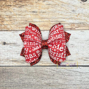 Rory Gail Handmade Holiday Wishes 3 inch Pinch Bow