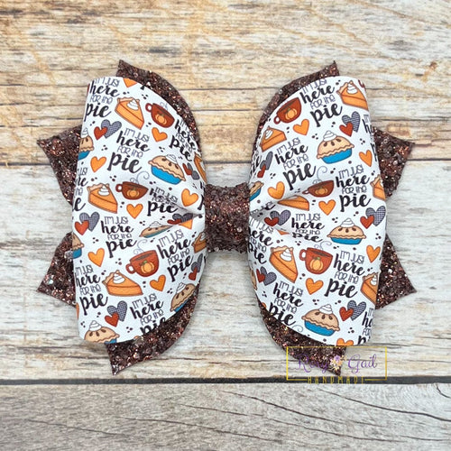 Rory Gail Handmade Just Here For The Pie 3 inch Pinch Bow