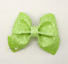 Load image into Gallery viewer, Rory Gail Handmade Key Lime Sailor Bow Sherbet Glitter 3”

