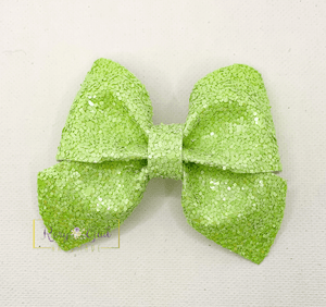 Rory Gail Handmade Key Lime Sailor Bow Sherbet Glitter 3”