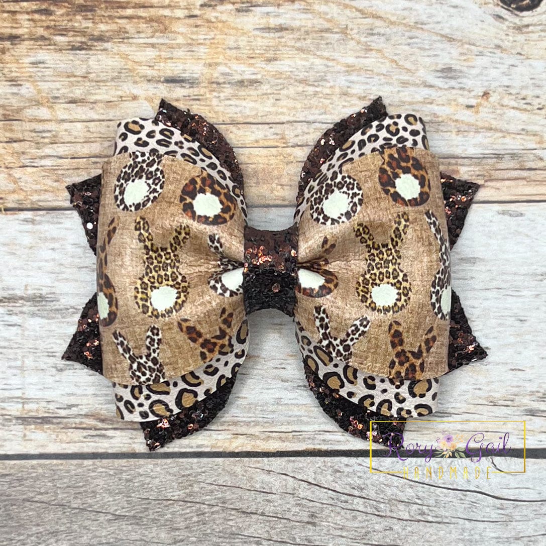 Rory Gail Handmade Leopard Bunnies 3.5” Phoebe Bow