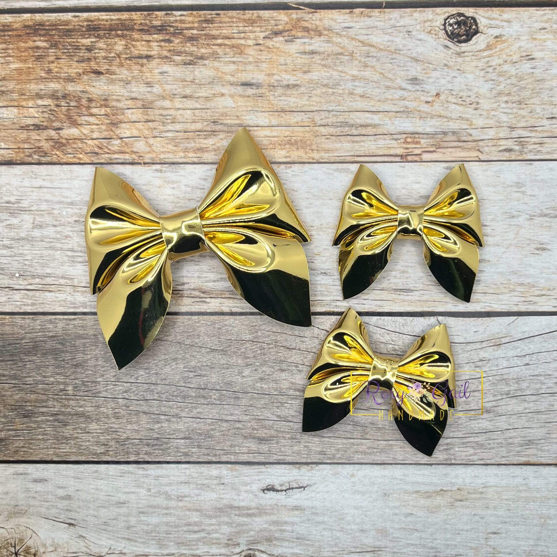 Rory Gail Handmade Metallic Gold 3 inch Sailor Bow