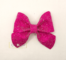 Load image into Gallery viewer, Rory Gail Handmade Mulberry Sailor Bow Sherbet Glitter 3”
