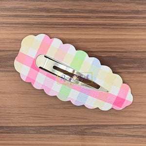 Rory Gail Handmade Multi Color Gingham Spring Large Scalloped Snap Clips