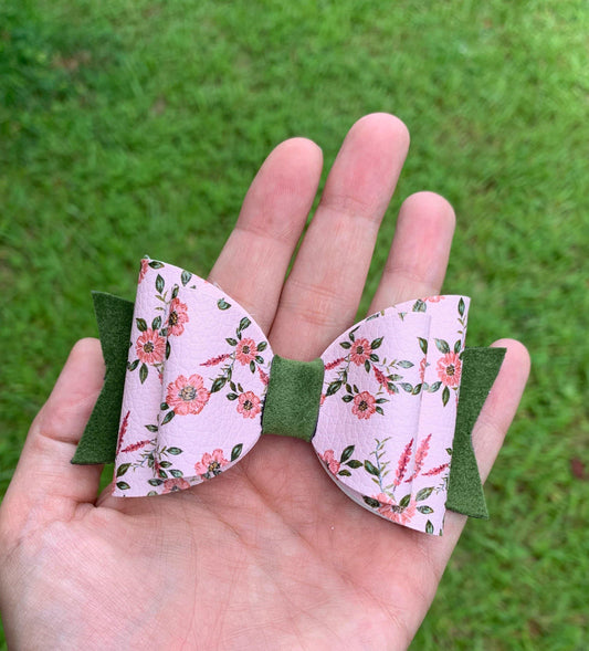 Rory Gail Handmade Olive Velvet Fall Floral 4” Isla Bow