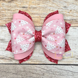 Rory Gail Handmade Pink Christmas 3.5 Inch Phoebe Bow