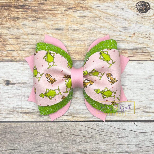 Rory Gail Handmade Pink Grouchy 3.5 inch Phoebe Pinch Bow