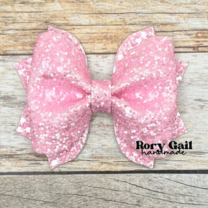 Rory Gail Handmade Pink Pastel Glitter 3 inch Pinch Bow