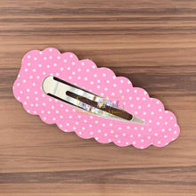 Load image into Gallery viewer, Rory Gail Handmade Pink Polka Dot Spring Large Scalloped Snap Clips
