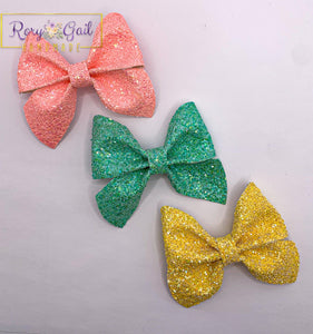 Rory Gail Handmade Sailor Bow Sherbet Glitter 3”