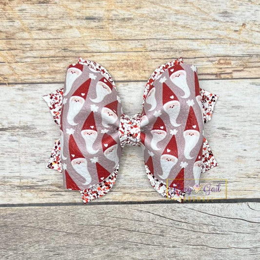 Rory Gail Handmade Santa Gnomes 3 inch Pinch Bow