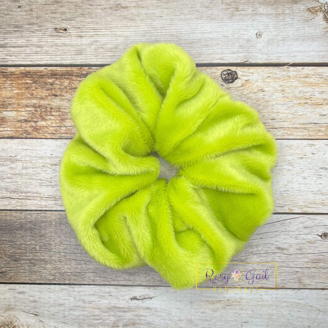 Rory Gail Handmade Scrunchies Grouchy Green Fluffy Scrunchie