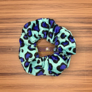 Rory Gail Handmade Scrunchies Teal and Blue Leopard Scrunchie