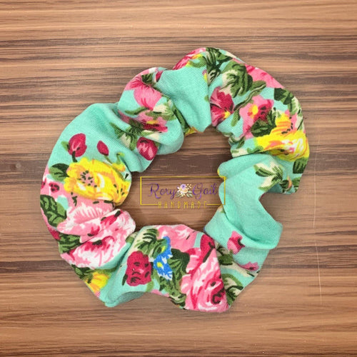 Rory Gail Handmade Scrunchies Teal Garden Scrunchie