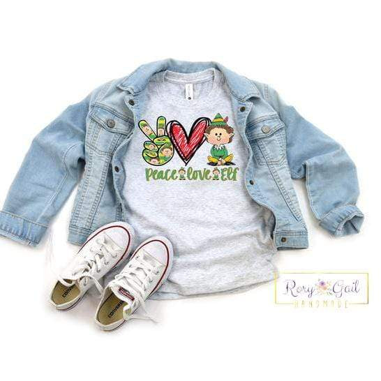 Rory Gail Handmade Shirt Peace Love Elf Toddler/Youth