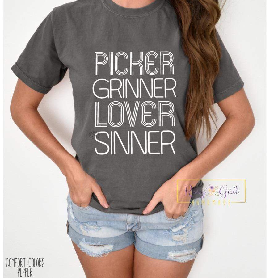 Rory Gail Handmade Shirt Picker Grinner Lover Sinner Tee