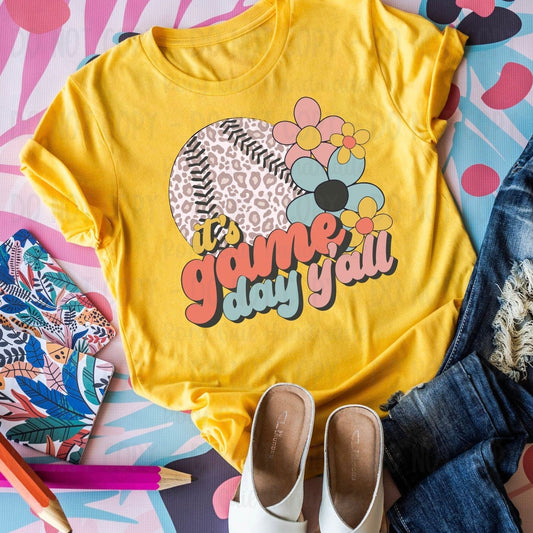 Rory Gail Handmade Shirts & Tops It's Game Day Y'all (Baseball) Adult Tee