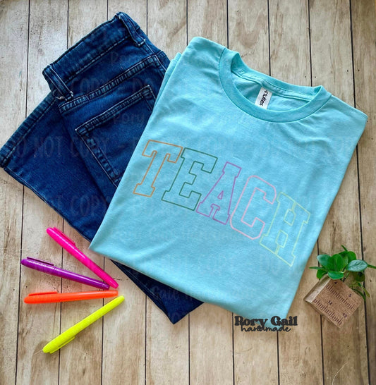 Rory Gail Handmade Shirts & Tops Teach Outline Adult Tee