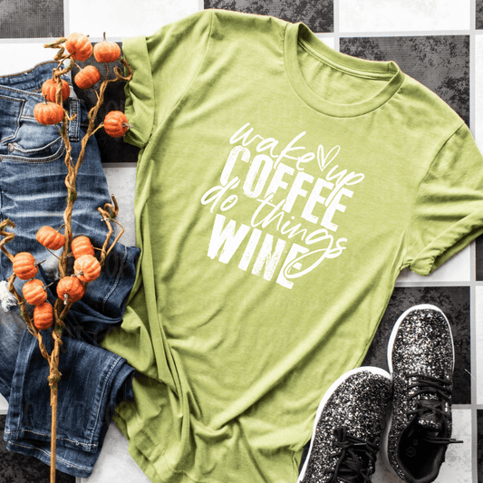 Rory Gail Handmade Shirts & Tops Wake Up Coffee Do Things Wine Adult