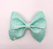 Load image into Gallery viewer, Rory Gail Handmade Sky Blue Sailor Bow Sherbet Glitter 3”
