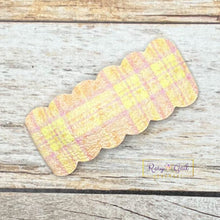 Load image into Gallery viewer, Rory Gail Handmade Snap Clips Peach &amp; Yellow Plaid Spring Plaid 2” Snap Clip (SINGLES)
