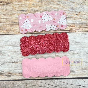 Rory Gail Handmade Snap Clips Pink Christmas 2” Snap Clip Set