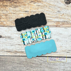 Rory Gail Handmade Snap Clips Teal Flowers with Stripes 2” Snap Clip Set