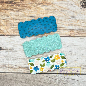 Rory Gail Handmade Snap Clips Teal, Mustard, and Peach Florals 2” Snap Clip Set