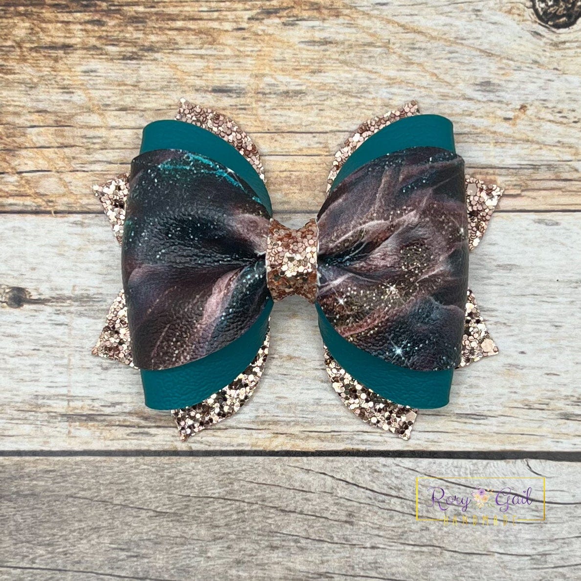Rory Gail Handmade Teal Galaxy 3.5” Phoebe Bow