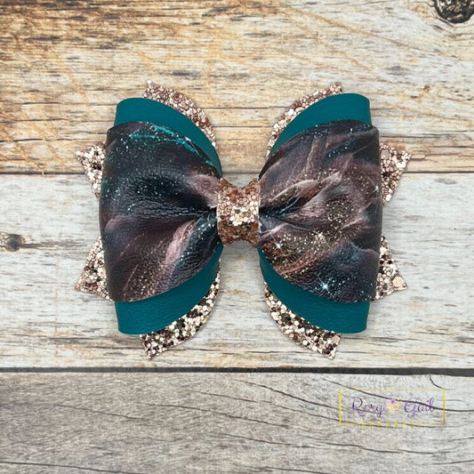 Rory Gail Handmade Teal Galaxy 3.5” Phoebe Bow