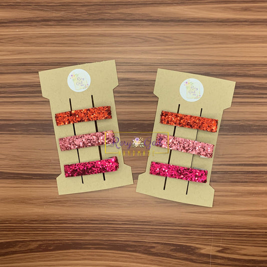 Rory Gail Handmade Valentine’s Day Glitter Bar Clip Trio